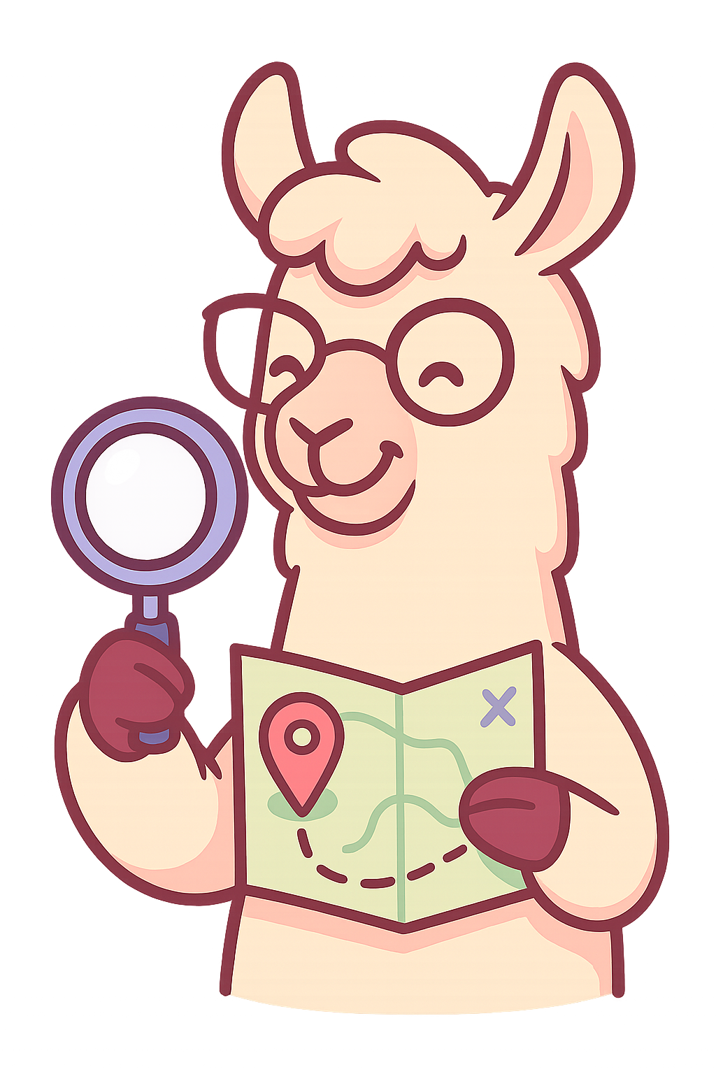 Llama on a map, digital marketing visual