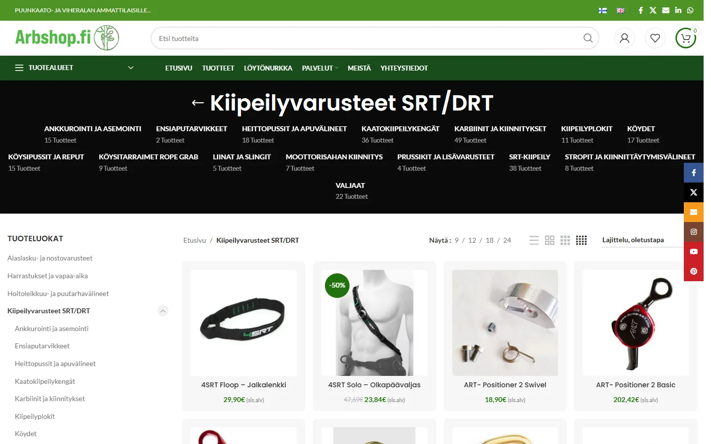 Arbshop: kiipeilyvarusteet
