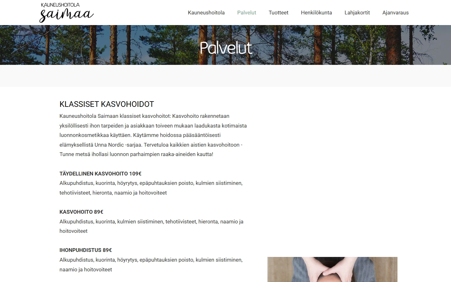 Kauneushoitola Saimaa: services