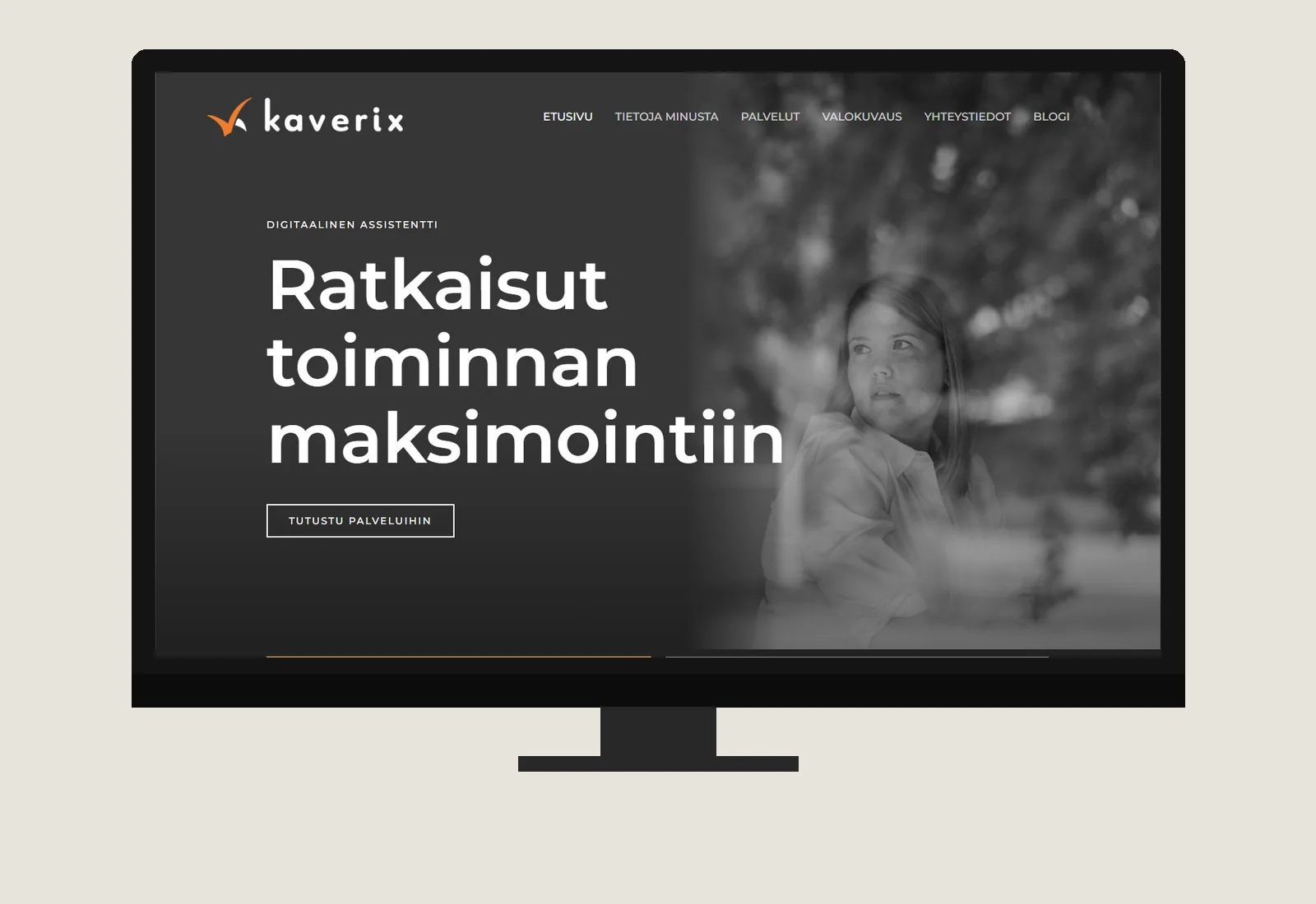 Kaverix homepage on a desktop screen