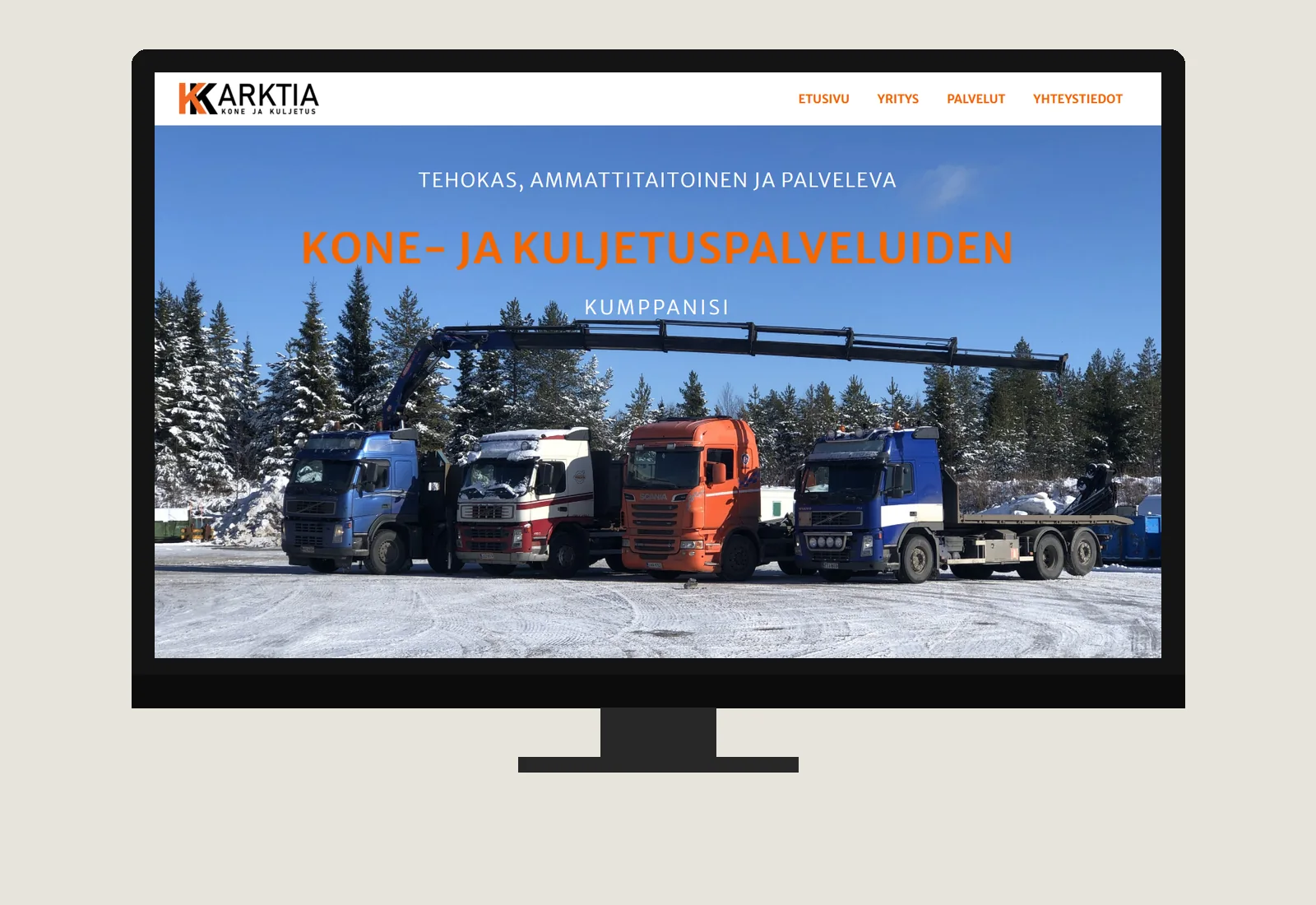 KK Arktia homepage on a desktop screen