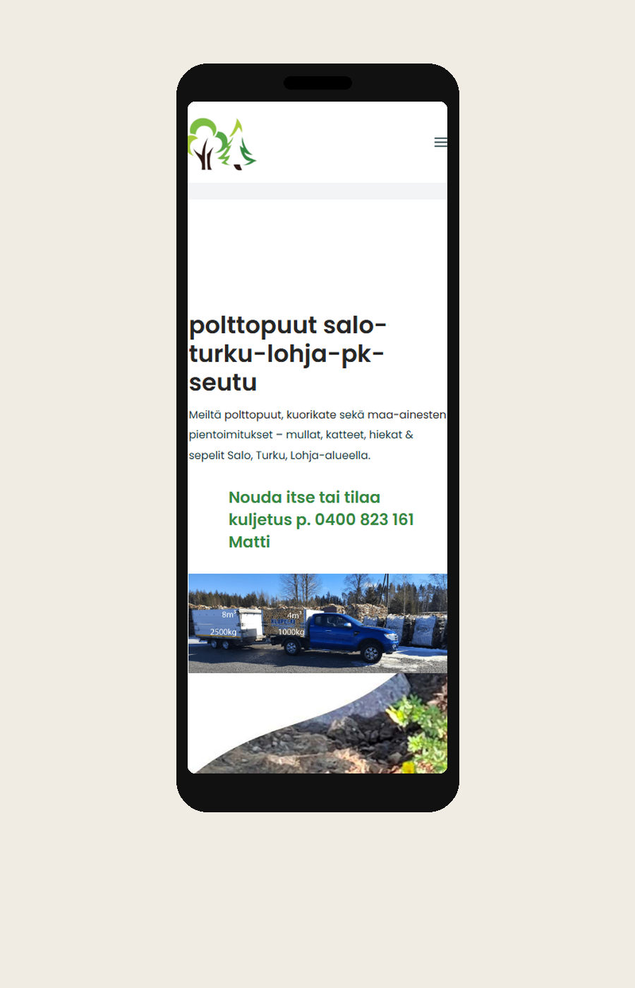 Klapei homepage on a phone