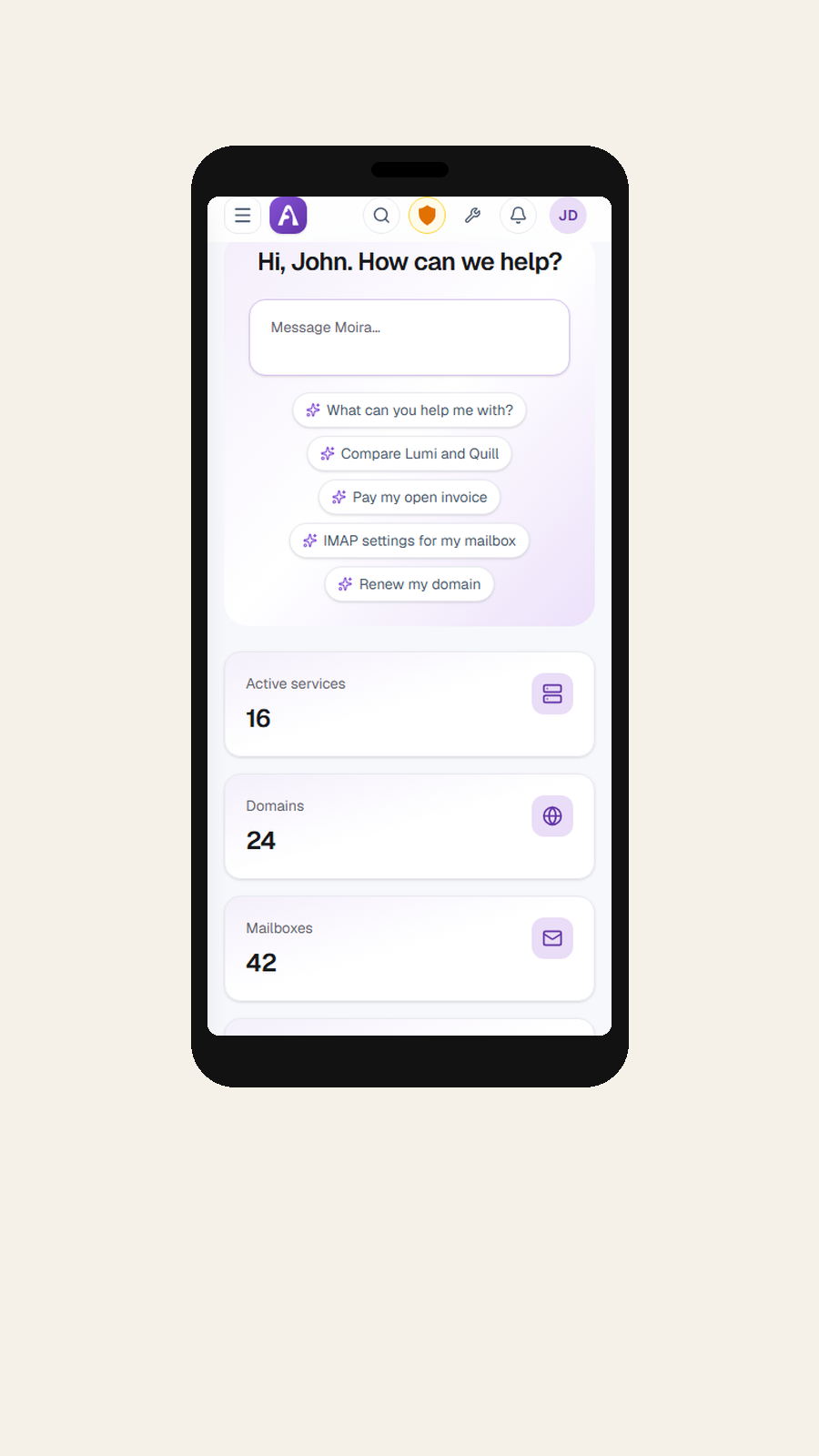 OMA panel on a phone