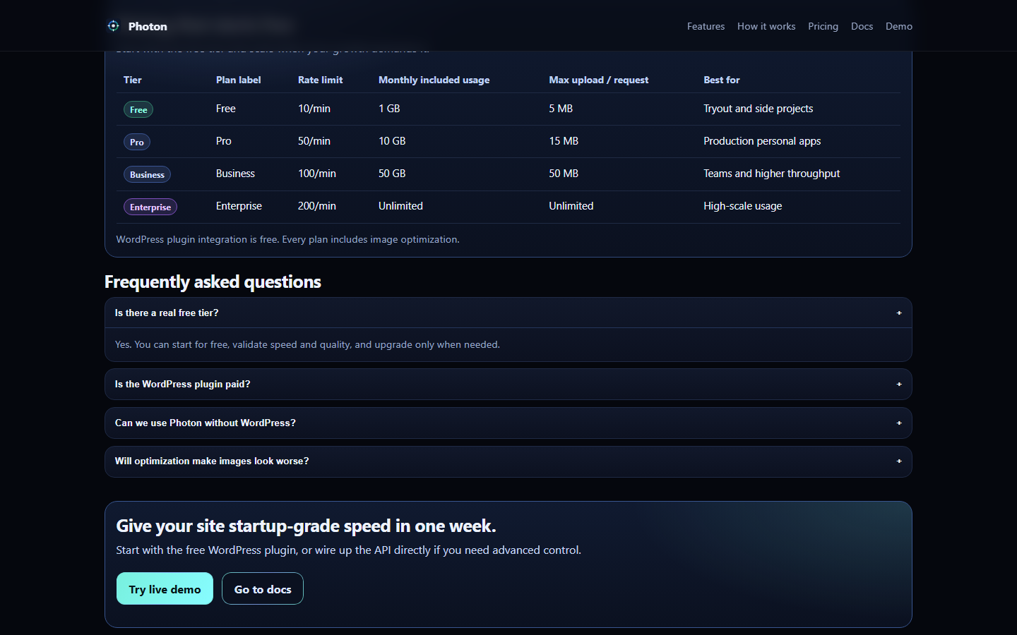 Photon pricing section