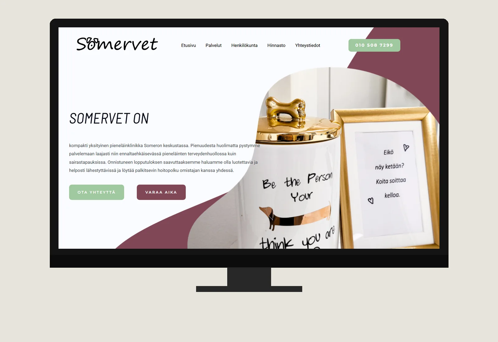 Somervet homepage on a desktop screen